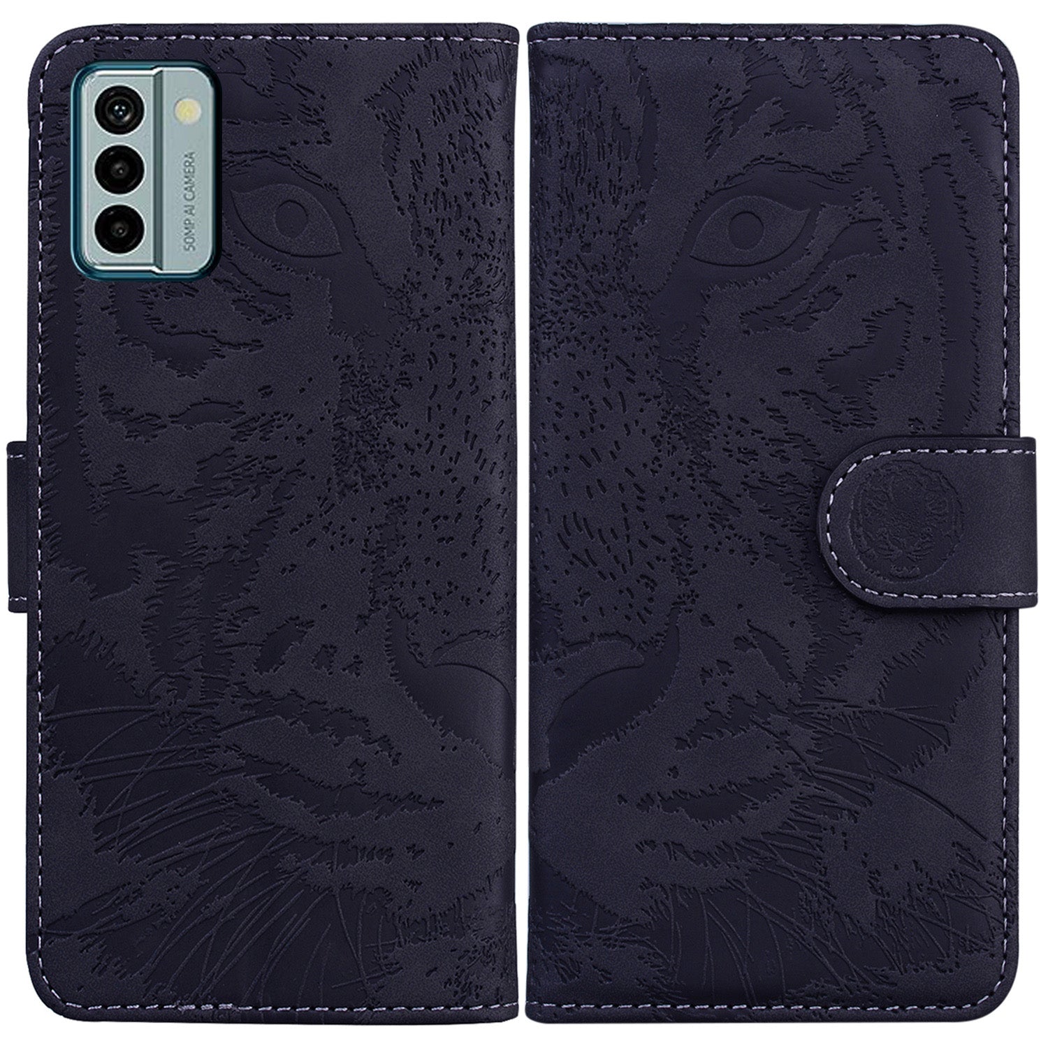 Tiger Imprinted PU Leather Shell for Nokia G22 Wallet Stand Case Shockproof Phone Cover