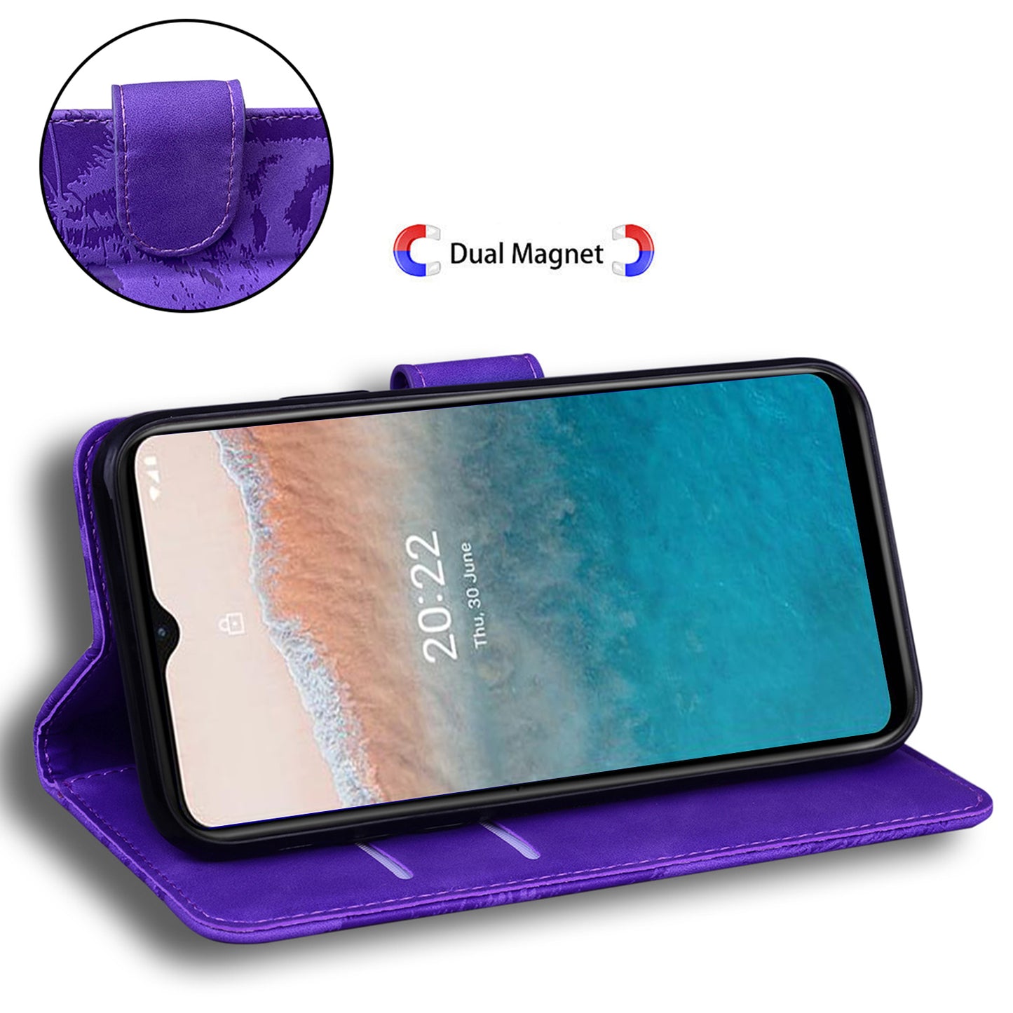 Tiger Imprinted PU Leather Shell for Nokia G22 Wallet Stand Case Shockproof Phone Cover