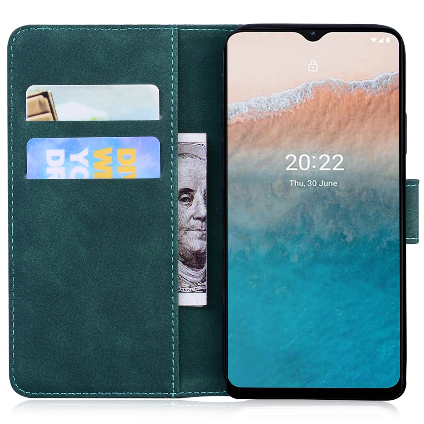 Tiger Imprinted PU Leather Shell for Nokia G22 Wallet Stand Case Shockproof Phone Cover