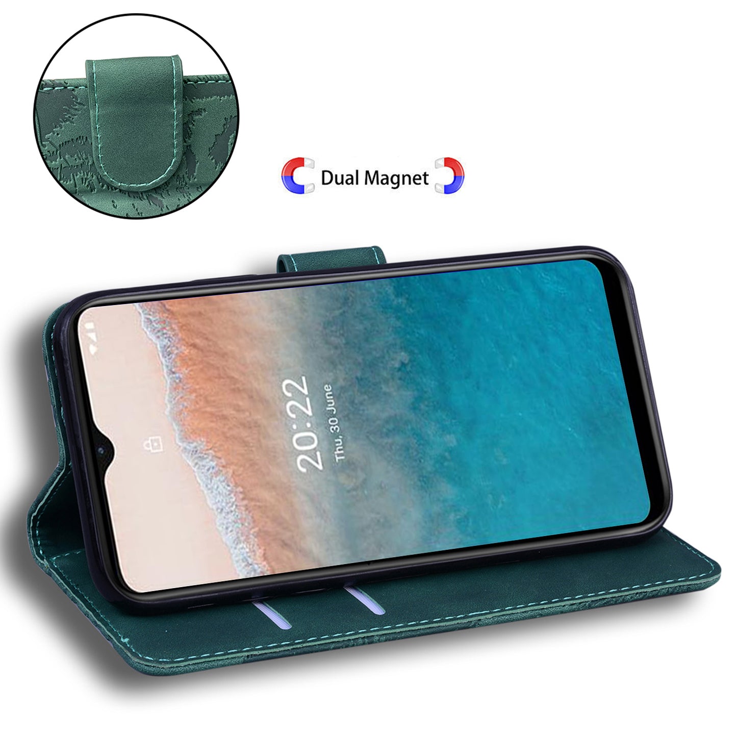 Tiger Imprinted PU Leather Shell for Nokia G22 Wallet Stand Case Shockproof Phone Cover