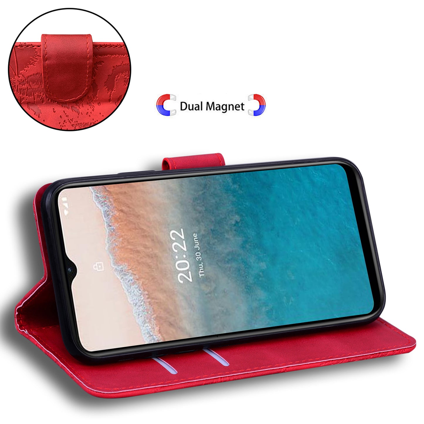 Tiger Imprinted PU Leather Shell for Nokia G22 Wallet Stand Case Shockproof Phone Cover