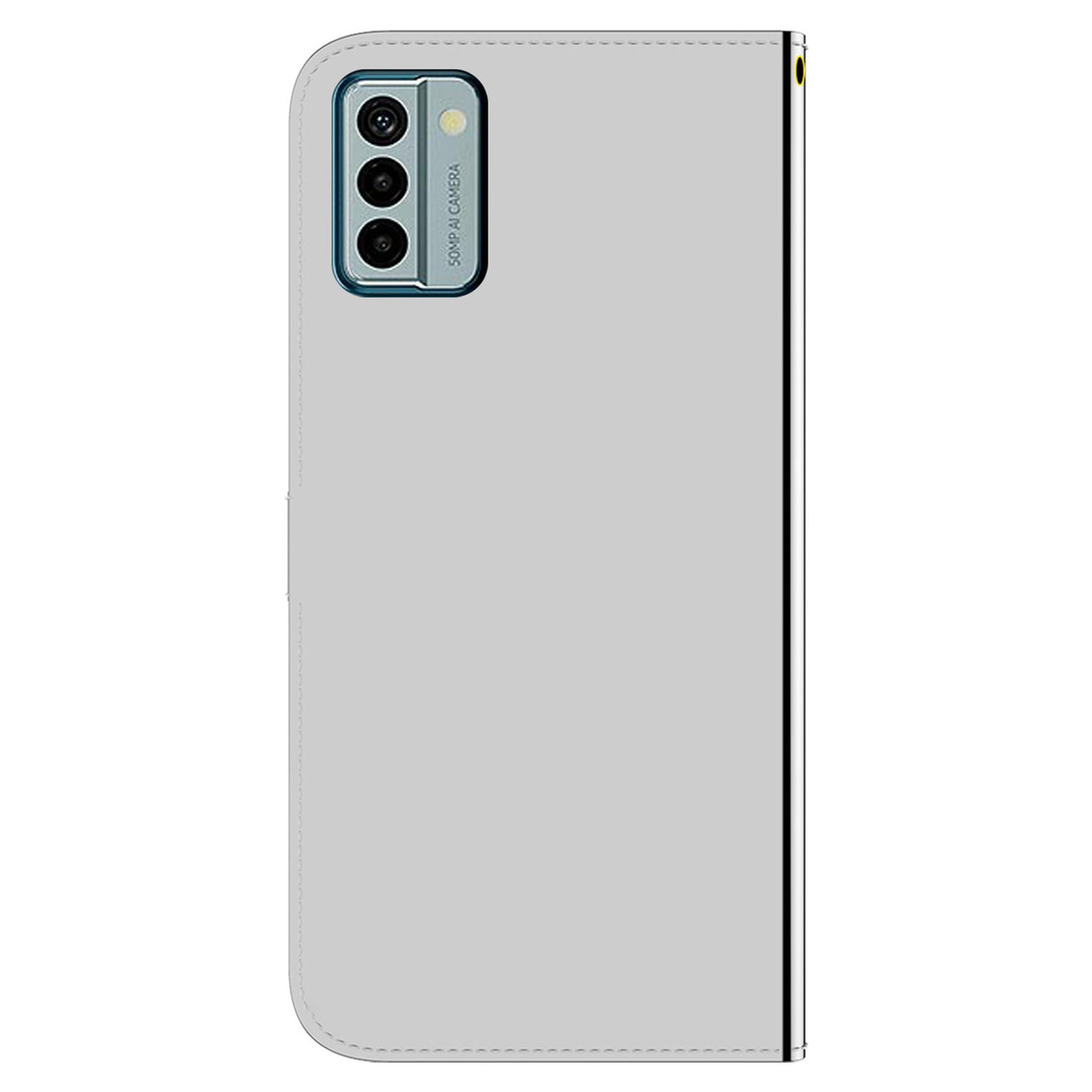 For Nokia G22 PU Leather Phone Flip Cover Mirror-Like Surface Wallet Stand Phone Case with Strap