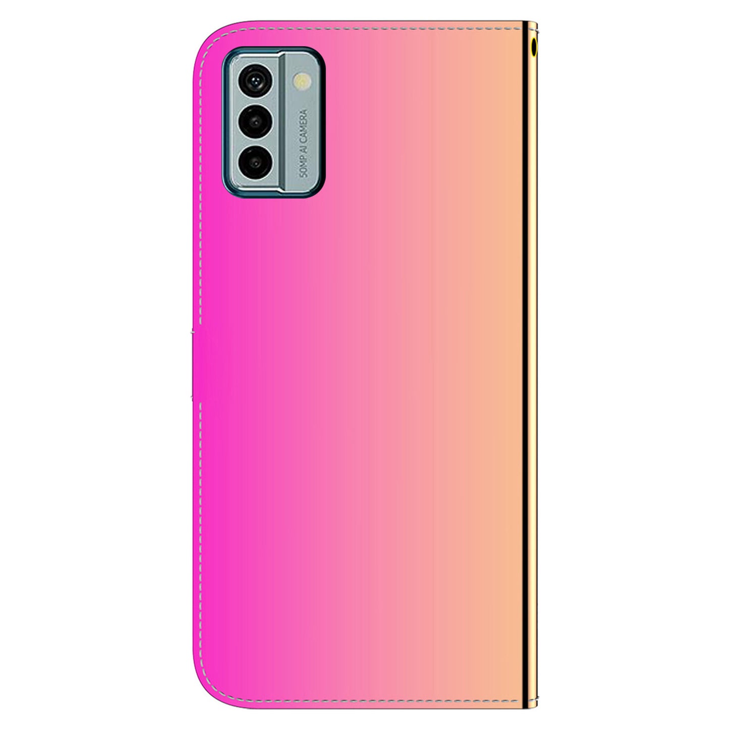 For Nokia G22 PU Leather Phone Flip Cover Mirror-Like Surface Wallet Stand Phone Case with Strap