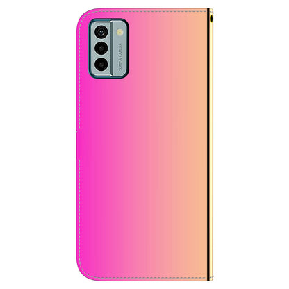 For Nokia G22 PU Leather Phone Flip Cover Mirror-Like Surface Wallet Stand Phone Case with Strap