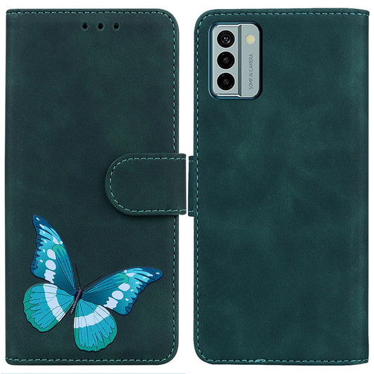 Skin-touch Wallet Cover for Nokia G22 Butterfly Printing Drop-proof PU Leather Flip Stand Phone Case