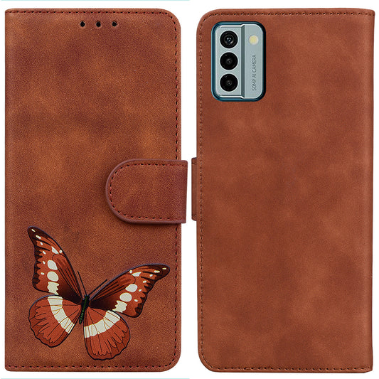Skin-touch Wallet Cover for Nokia G22 Butterfly Printing Drop-proof PU Leather Flip Stand Phone Case