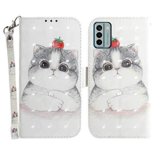 For Nokia G22 Pattern Printing Anti-scratch Case PU Leather Wallet Stand Phone Cover with Strap