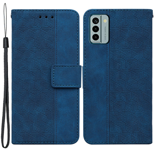 For Nokia G22 PU Leather Wallet Phone Stand Case Geometry Pattern Imprinted Cover