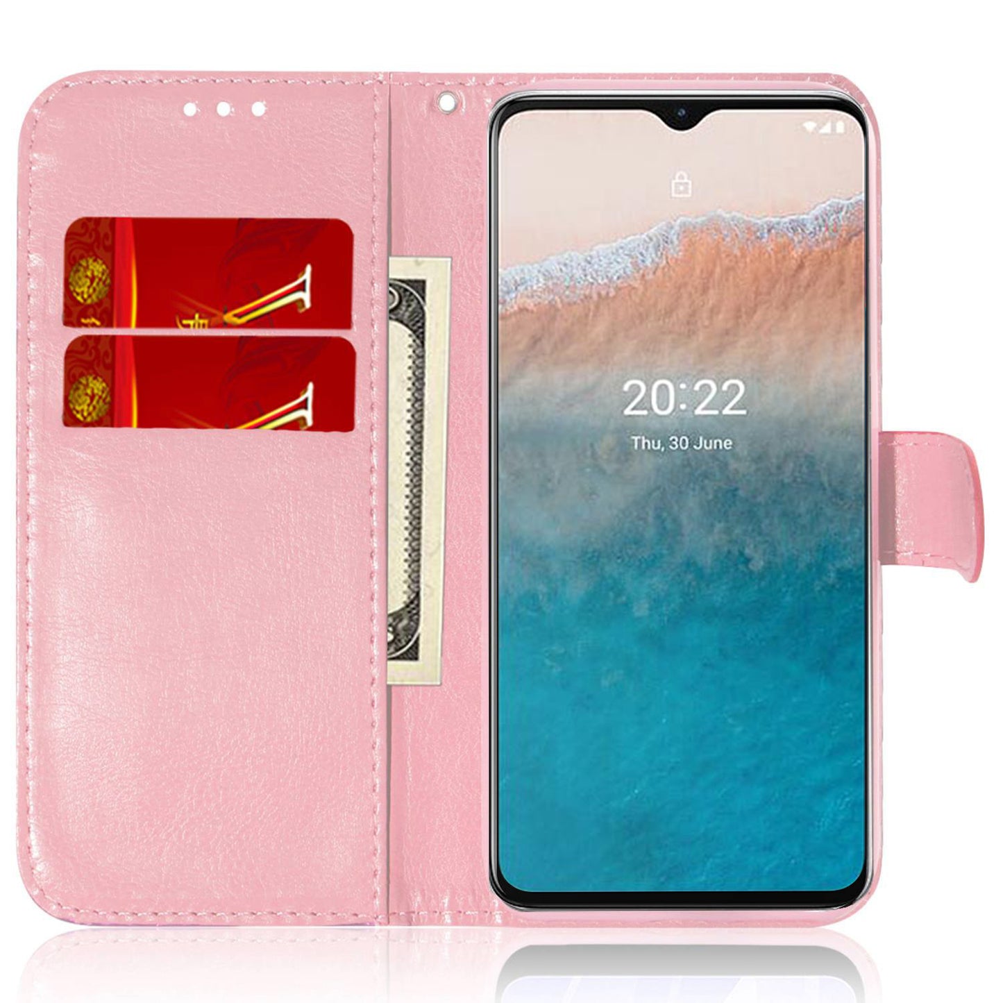 For Nokia G22 Stand Phone Case PU Leather Dazzling Flower Pattern Phone Wallet Cover