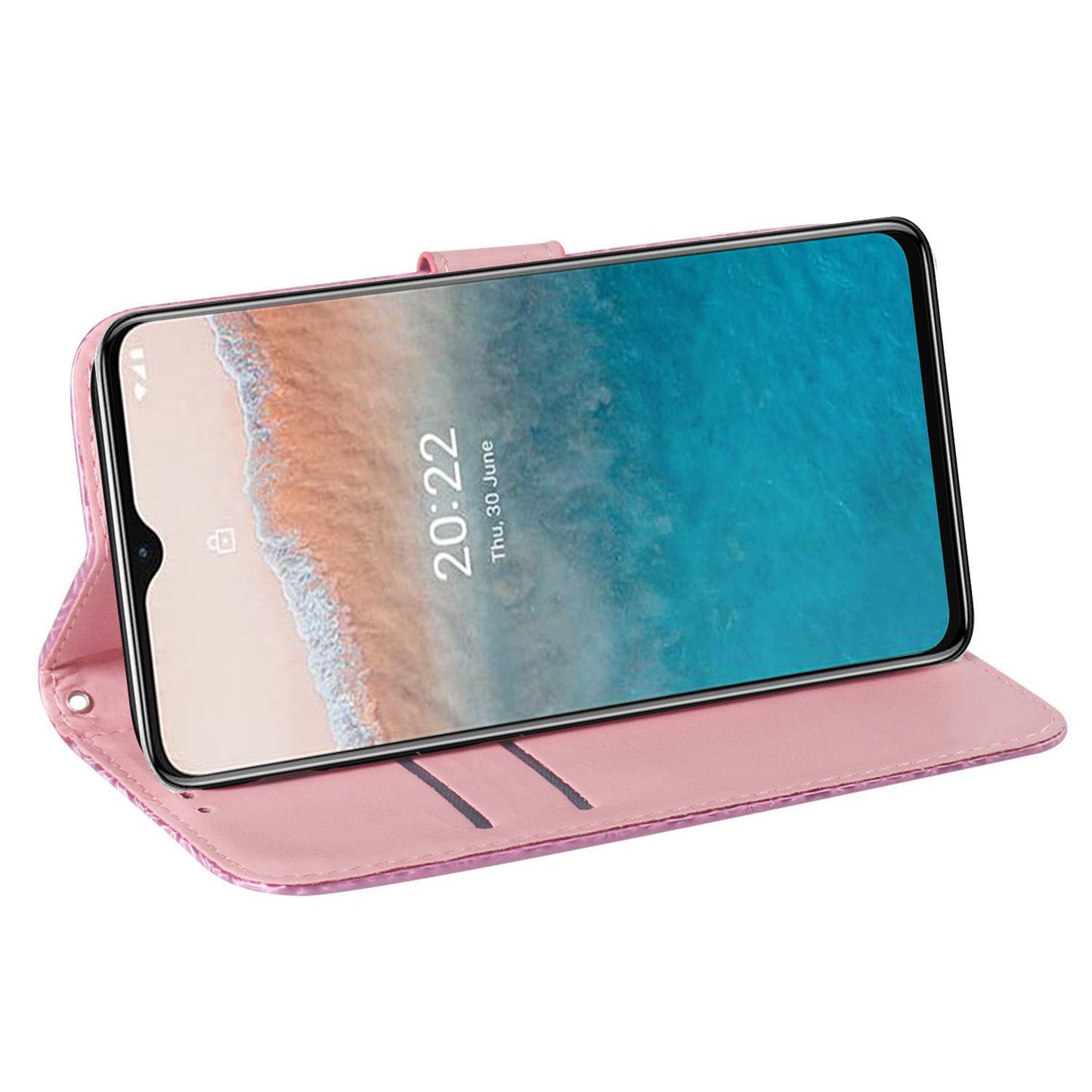 For Nokia G22 Stand Phone Case PU Leather Dazzling Flower Pattern Phone Wallet Cover