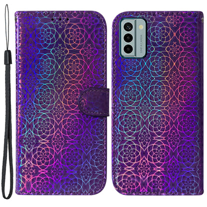 For Nokia G22 Stand Phone Case PU Leather Dazzling Flower Pattern Phone Wallet Cover