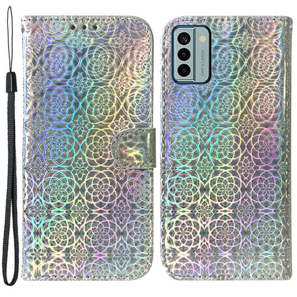 For Nokia G22 Stand Phone Case PU Leather Dazzling Flower Pattern Phone Wallet Cover
