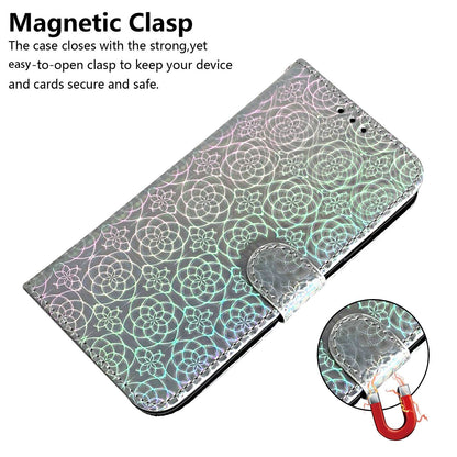For Nokia G22 Stand Phone Case PU Leather Dazzling Flower Pattern Phone Wallet Cover