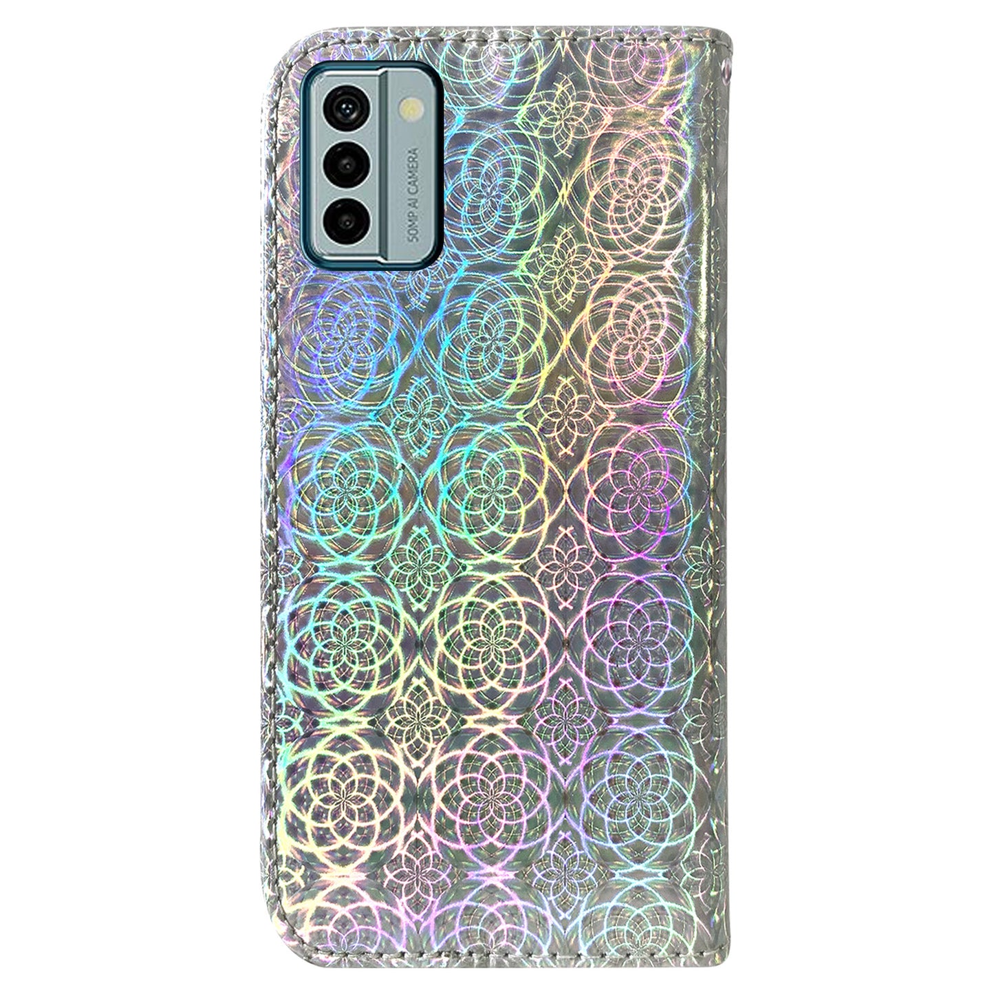 For Nokia G22 Stand Phone Case PU Leather Dazzling Flower Pattern Phone Wallet Cover