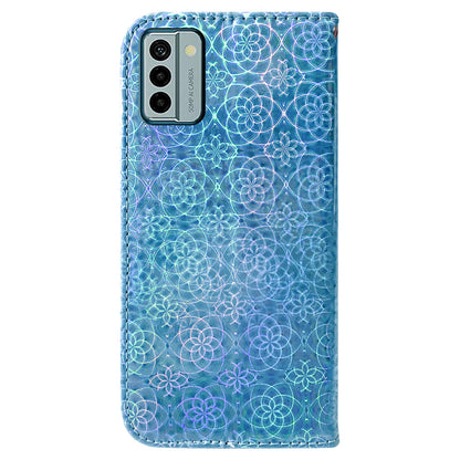 For Nokia G22 Stand Phone Case PU Leather Dazzling Flower Pattern Phone Wallet Cover