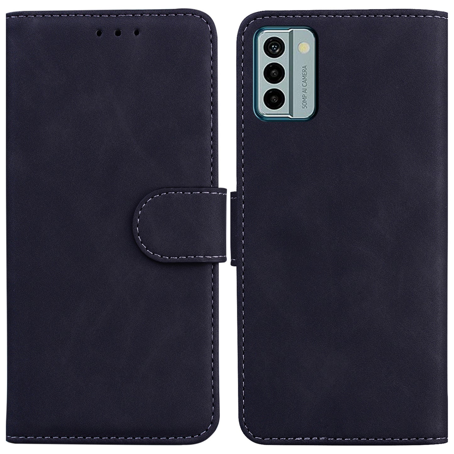 Solid Color Phone Case for Nokia G22 PU Leather Shockproof Wallet Stand Cell Phone Cover