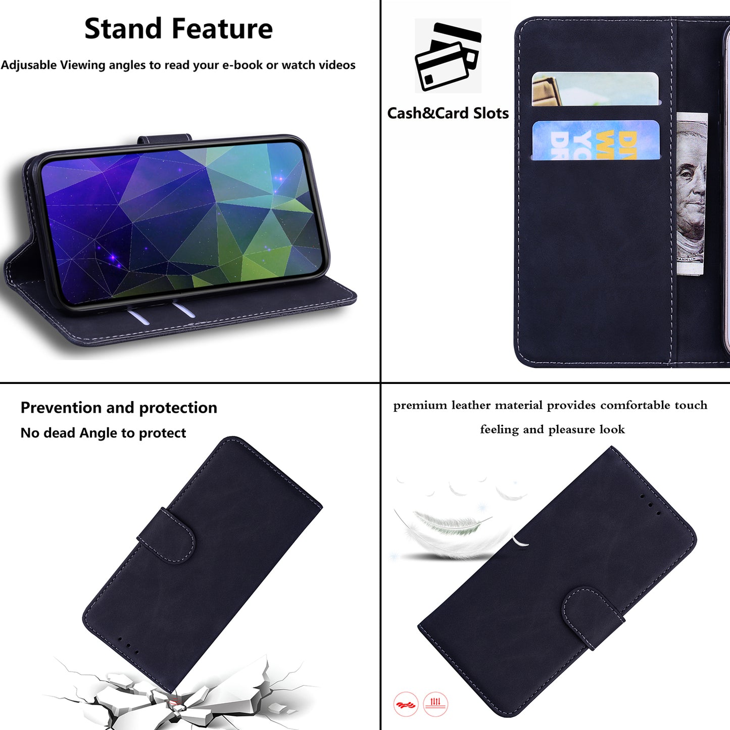 Solid Color Phone Case for Nokia G22 PU Leather Shockproof Wallet Stand Cell Phone Cover