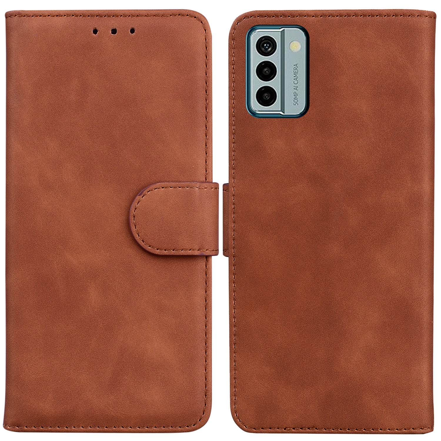 Solid Color Phone Case for Nokia G22 PU Leather Shockproof Wallet Stand Cell Phone Cover