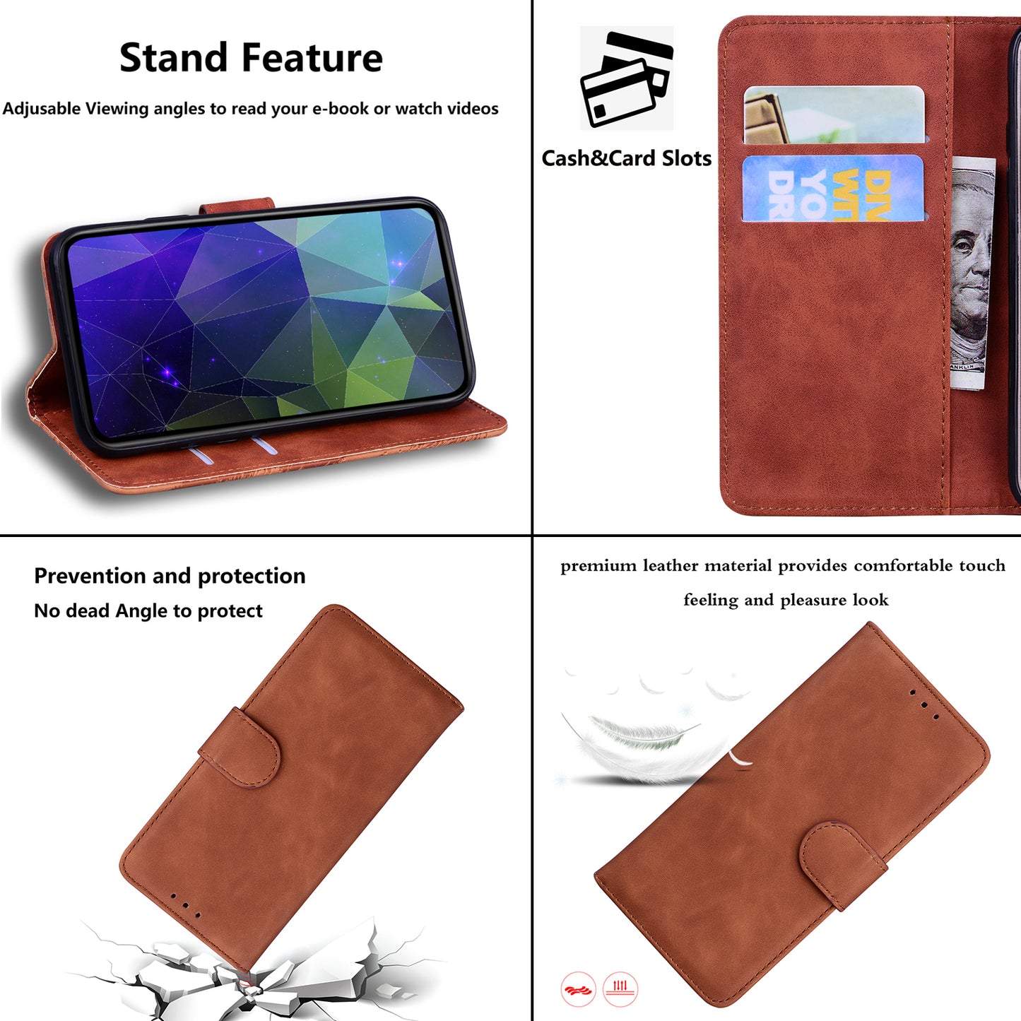 Solid Color Phone Case for Nokia G22 PU Leather Shockproof Wallet Stand Cell Phone Cover