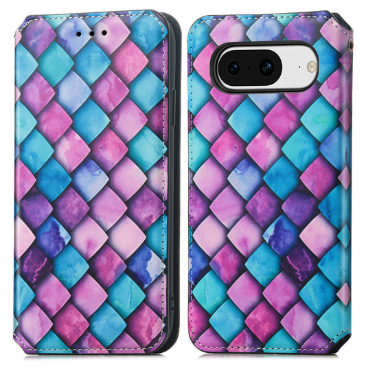 CASENEO 001 Series for Google Pixel 8 Phone Stand Case Pattern Printing RFID Blocking PU Leather Wallet Cover