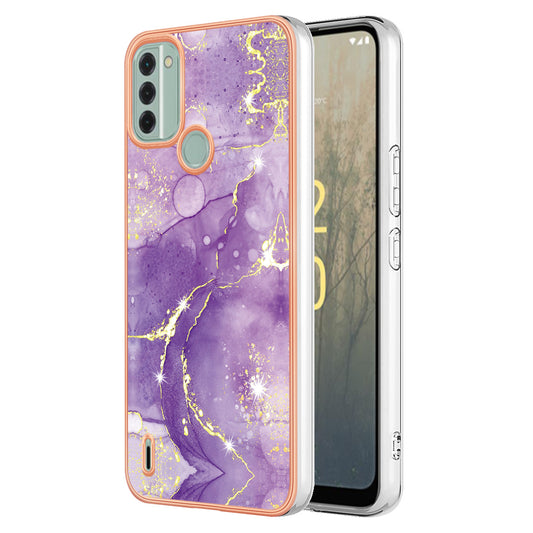 YB IMD Series-2 For Nokia C31 4G IMD Soft TPU Phone Case Electroplating Anti-scratch Marble Pattern Cover