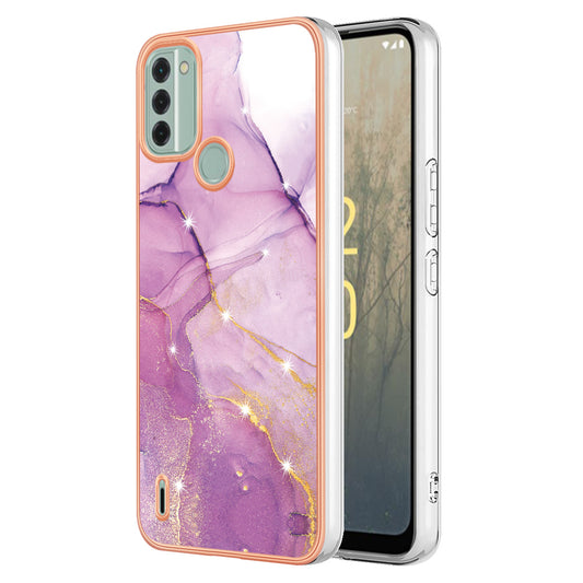 YB IMD Series-2 For Nokia C31 4G IMD Soft TPU Phone Case Electroplating Anti-scratch Marble Pattern Cover