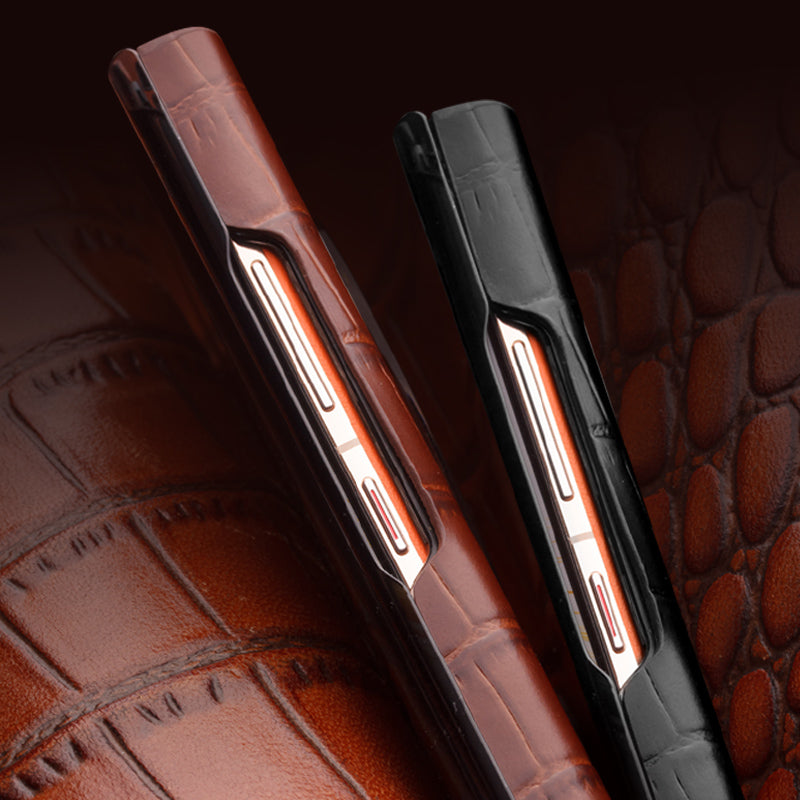 QIALINO For Huawei Mate 50 Pro 4G View Window Phone Case Genuine Cow Leather PC Phone Cover