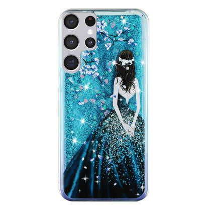 For Samsung Galaxy S23 Ultra Glitter Liquid Quicksand TPU Phone Case Embossment Pattern Phone Cover