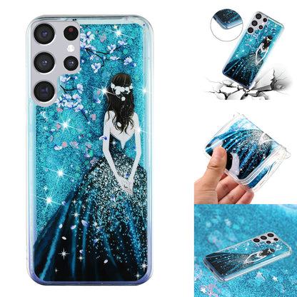 For Samsung Galaxy S23 Ultra Glitter Liquid Quicksand TPU Phone Case Embossment Pattern Phone Cover