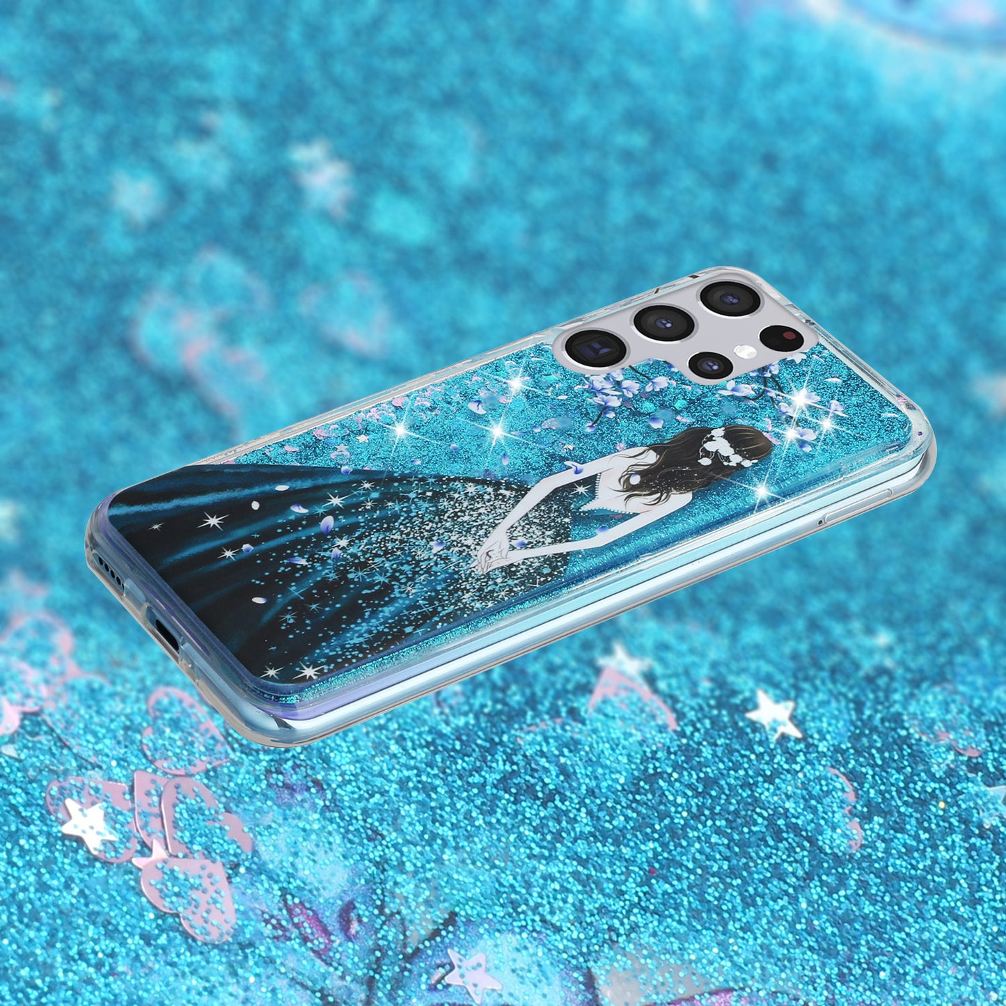 For Samsung Galaxy S23 Ultra Glitter Liquid Quicksand TPU Phone Case Embossment Pattern Phone Cover