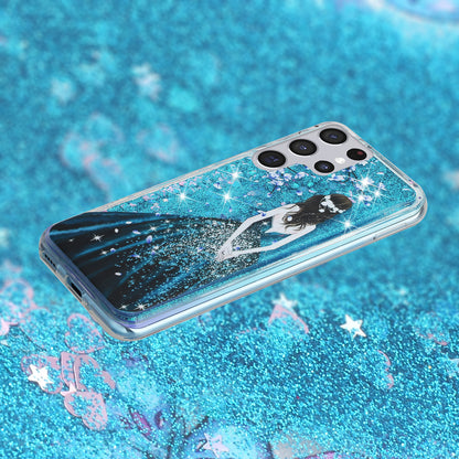 For Samsung Galaxy S23 Ultra Glitter Liquid Quicksand TPU Phone Case Embossment Pattern Phone Cover