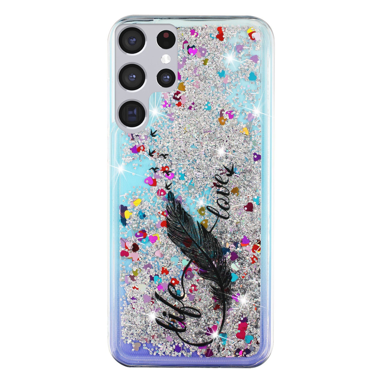 For Samsung Galaxy S23 Ultra Glitter Liquid Quicksand TPU Phone Case Embossment Pattern Phone Cover