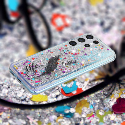 For Samsung Galaxy S23 Ultra Glitter Liquid Quicksand TPU Phone Case Embossment Pattern Phone Cover