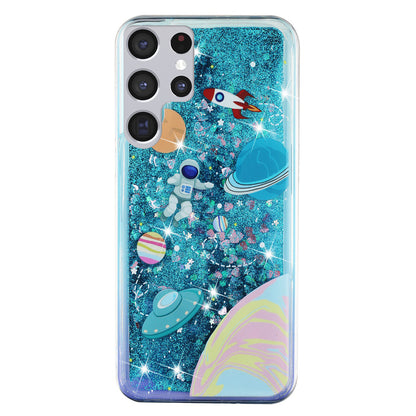 For Samsung Galaxy S23 Ultra Glitter Liquid Quicksand TPU Phone Case Embossment Pattern Phone Cover