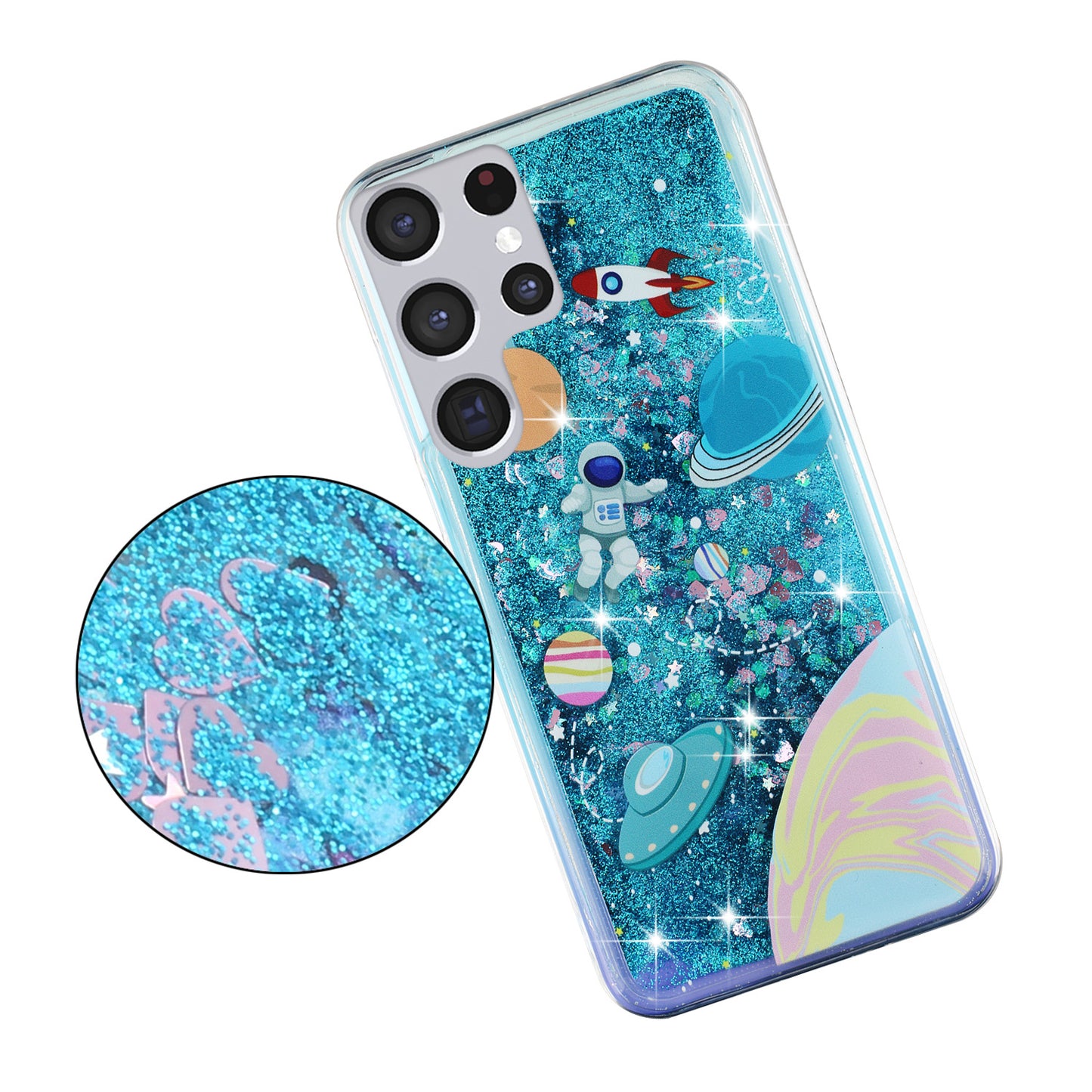 For Samsung Galaxy S23 Ultra Glitter Liquid Quicksand TPU Phone Case Embossment Pattern Phone Cover