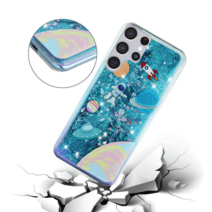 For Samsung Galaxy S23 Ultra Glitter Liquid Quicksand TPU Phone Case Embossment Pattern Phone Cover