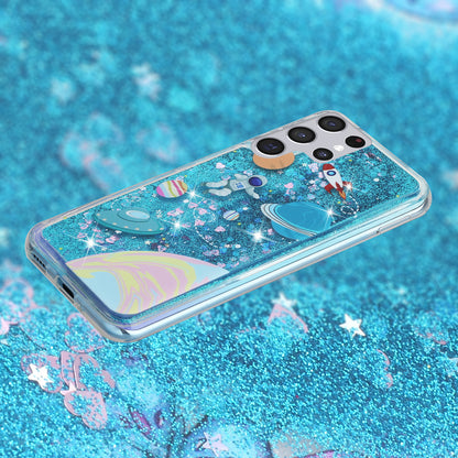 For Samsung Galaxy S23 Ultra Glitter Liquid Quicksand TPU Phone Case Embossment Pattern Phone Cover