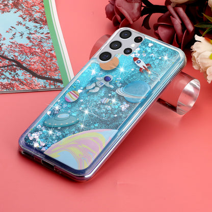 For Samsung Galaxy S23 Ultra Glitter Liquid Quicksand TPU Phone Case Embossment Pattern Phone Cover