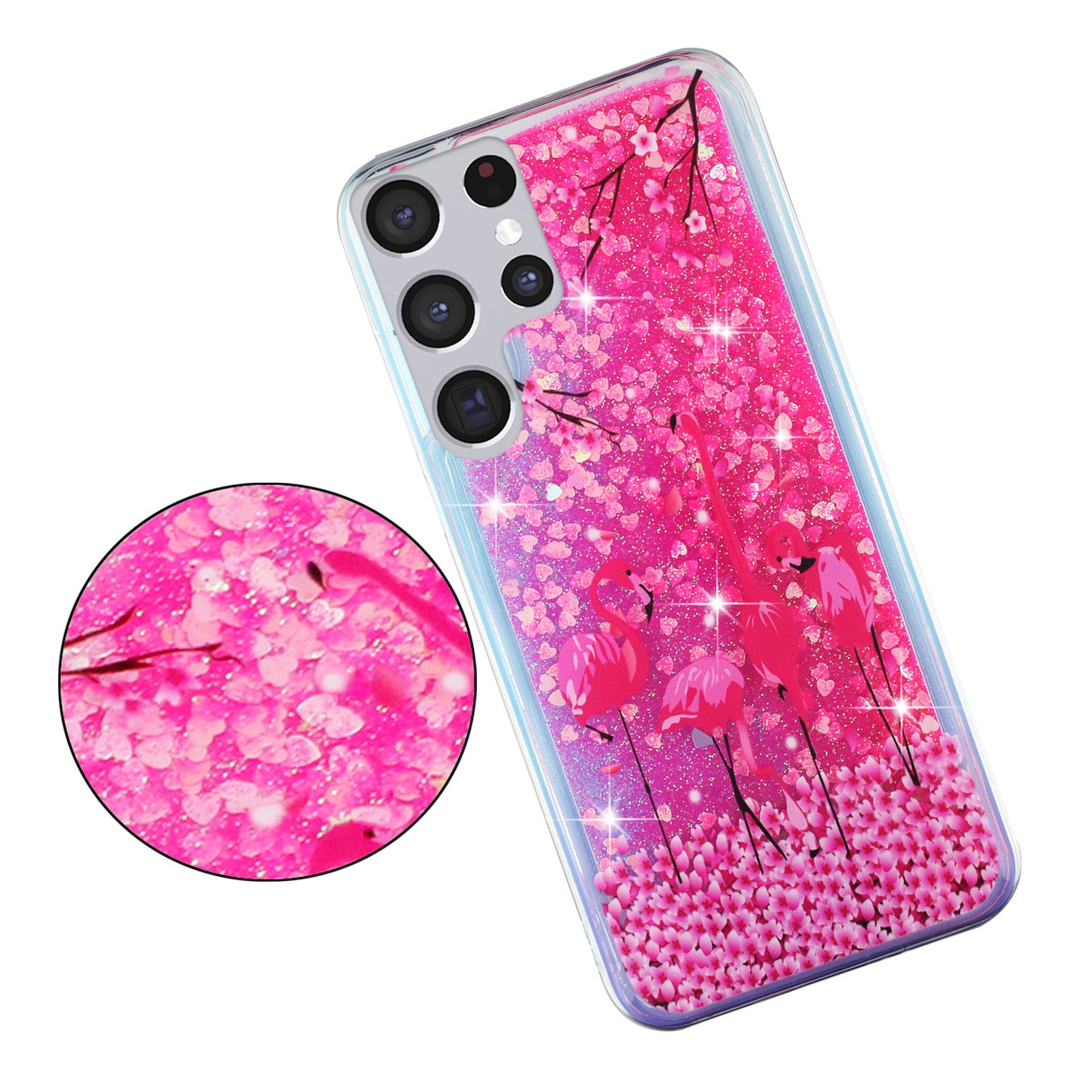 For Samsung Galaxy S23 Ultra Glitter Liquid Quicksand TPU Phone Case Embossment Pattern Phone Cover