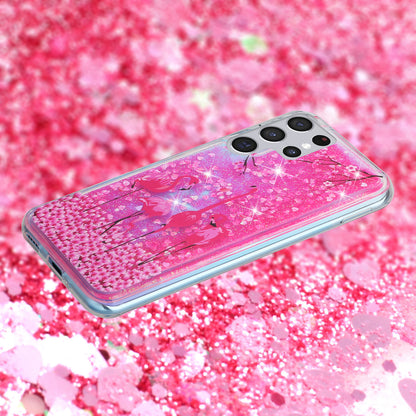 For Samsung Galaxy S23 Ultra Glitter Liquid Quicksand TPU Phone Case Embossment Pattern Phone Cover