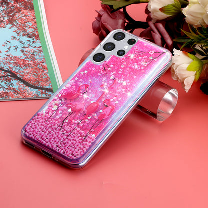 For Samsung Galaxy S23 Ultra Glitter Liquid Quicksand TPU Phone Case Embossment Pattern Phone Cover