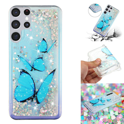 For Samsung Galaxy S23 Ultra Glitter Liquid Quicksand TPU Phone Case Embossment Pattern Phone Cover