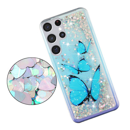 For Samsung Galaxy S23 Ultra Glitter Liquid Quicksand TPU Phone Case Embossment Pattern Phone Cover