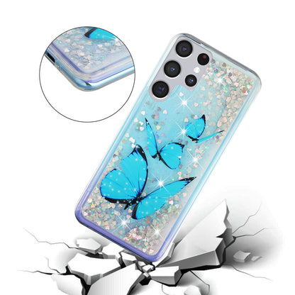 For Samsung Galaxy S23 Ultra Glitter Liquid Quicksand TPU Phone Case Embossment Pattern Phone Cover