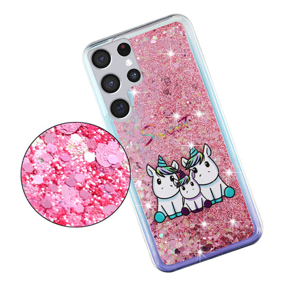 For Samsung Galaxy S23 Ultra Glitter Liquid Quicksand TPU Phone Case Embossment Pattern Phone Cover