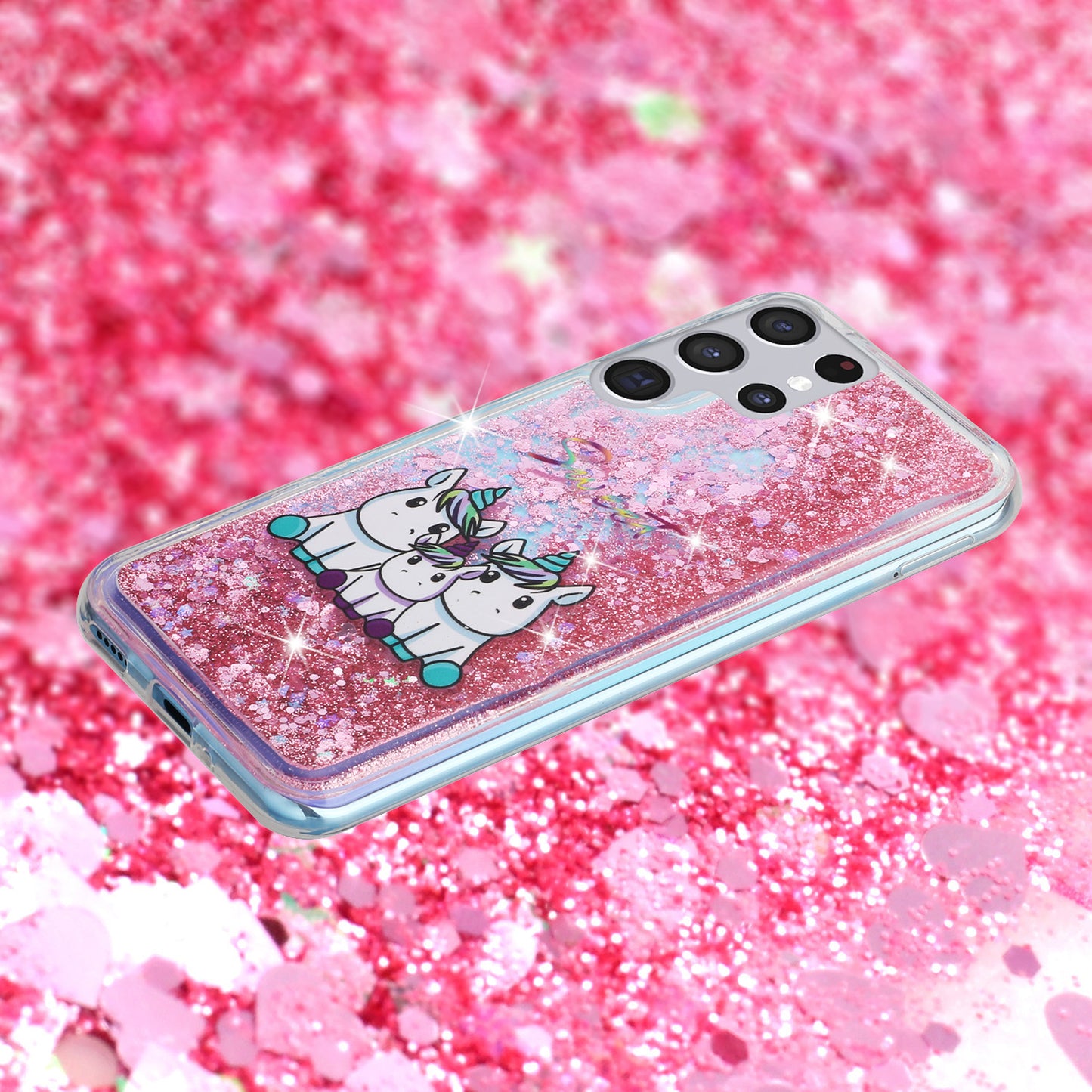 For Samsung Galaxy S23 Ultra Glitter Liquid Quicksand TPU Phone Case Embossment Pattern Phone Cover
