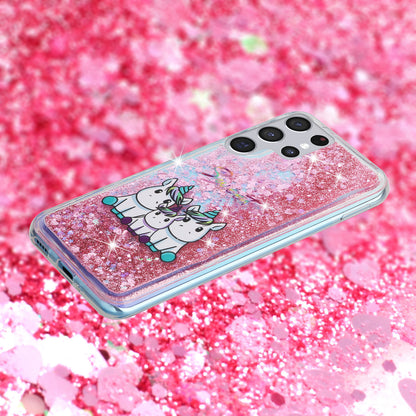 For Samsung Galaxy S23 Ultra Glitter Liquid Quicksand TPU Phone Case Embossment Pattern Phone Cover