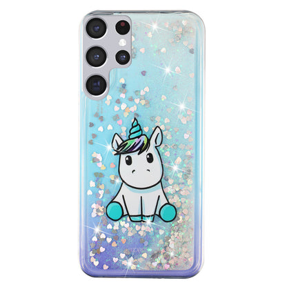 For Samsung Galaxy S23 Ultra Glitter Liquid Quicksand TPU Phone Case Embossment Pattern Phone Cover