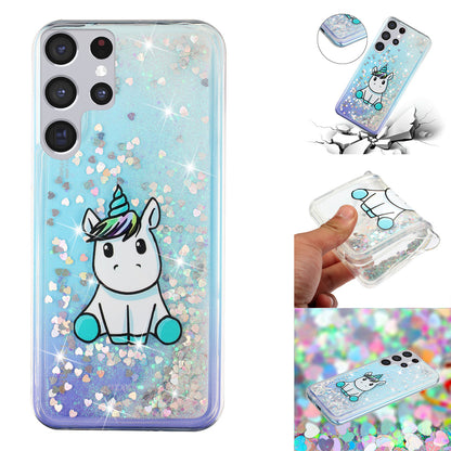 For Samsung Galaxy S23 Ultra Glitter Liquid Quicksand TPU Phone Case Embossment Pattern Phone Cover