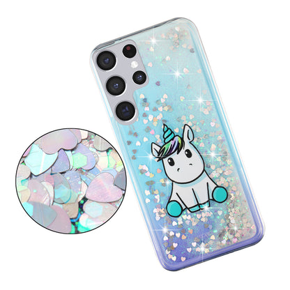 For Samsung Galaxy S23 Ultra Glitter Liquid Quicksand TPU Phone Case Embossment Pattern Phone Cover